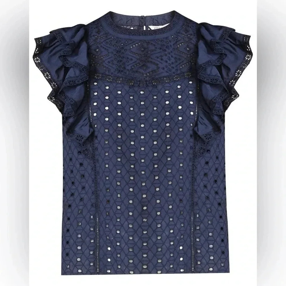 veronica beard
JIE EYELET TOP - NAVY - Picture 2 of 6